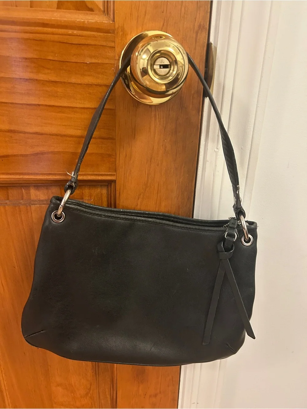 Coach Black Leather Shoulder Hobo with Silver Hardware legacy gusset 2000s